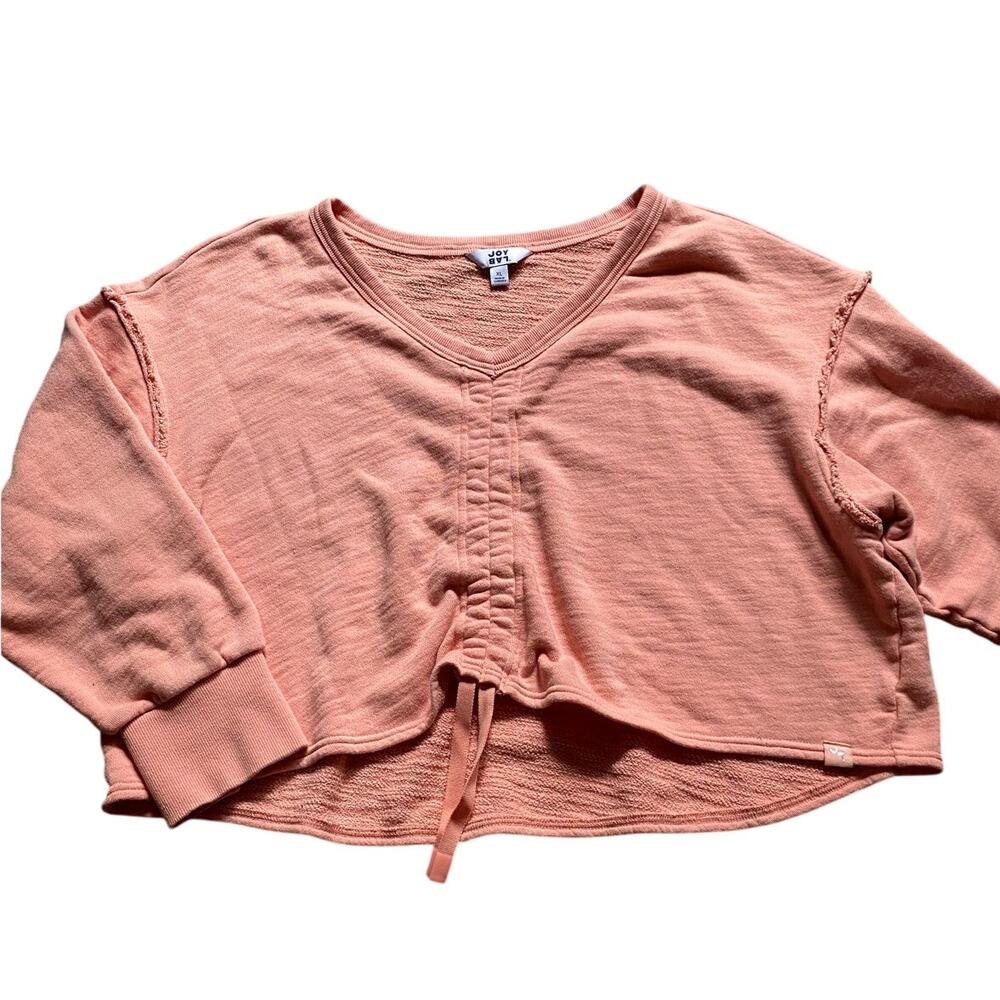 Oversized Cotton Crop Cinch Sweatshirt‎ Pink Preppy Lounge XL Quiet Luxury Soft